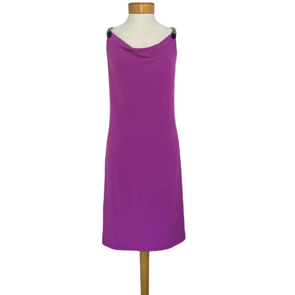 Michael Kors Purple Drape Neck Dress with Metal Straps Large
